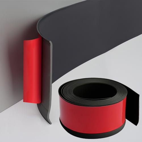 PVC Weichsockelleiste Selbstklebend - 10cm x 5m Sockelleiste Selbstklebend, Flexible Zierleiste Sockelleisten für Küche Badezimmer Wohnzimmer (Schwarz 5M)