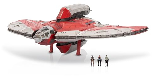 Star Wars Micro Galaxy Squadron Ahsoka Tano's T-6 Jedi Shuttle - 13-Inch Vehicle with Rotating Wings and Three 1-Inch Micro Figure Accessories