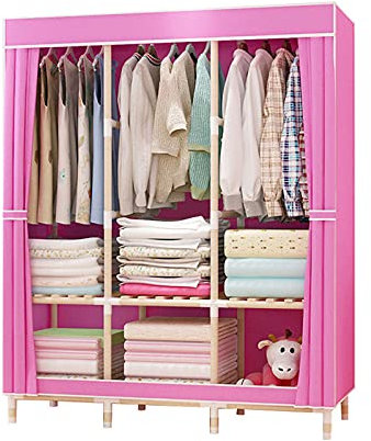 EsEntL Offener Kleiderschrank, Stabiler Heim-Multifunktions-Kleiderschrank, Kreativität, tragbarer Stoff-Kleiderschrank, Stabiler Eck-Kleiderschrank, 126 x 170 x 45 cm (Größe: 126 x 170 x 45 cm, FA