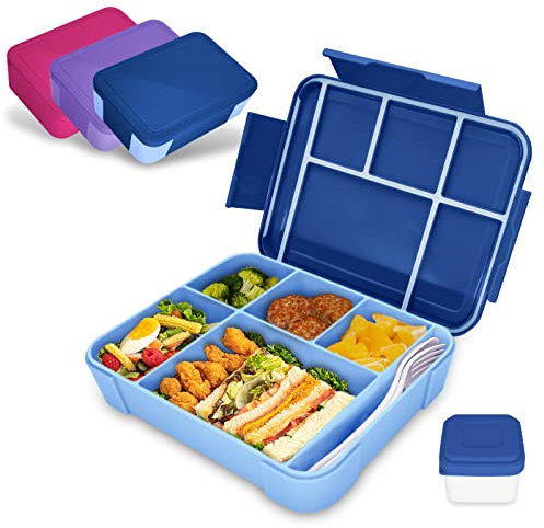IJIAMY Bento Lunch Box Kids, Bento Box Lunch Box Adults with 5 Compartments and 1 Salad Dressing Containers, Snack Box for Kids and Adults Work School