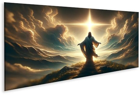 islandburner Prime Bild auf Leinwand Jesus im Sonnenlicht auf Hügel Erlöser Bilder Wandbilder Poster