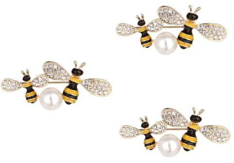VALICLUD 3stücke Bienen Brosche Mit Perlen Dekorative Anstecknadel Für Damen Stilvolle Schmuckdekoration Für Hochzeiten Partys Und Besondere Anlässe Elegante Brosche Für Frauen