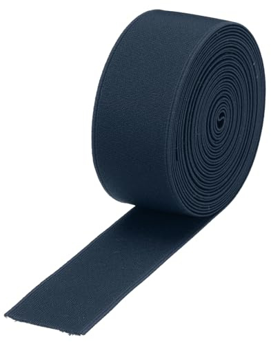sourcing map Bandas elásticas para coser 4 cm, 5 yardas/15 pies, carrete elástico de punto azul marino, alta elasticidad para pelucas, cintura y pantalones