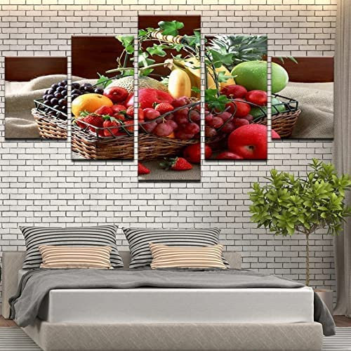 5 Piece Canva Wall Art Painting Fruit Basket 150 X 80 Cm Wall Decor For Living Room Bedroom Office Wall Painting Print On Canvas Mural Poster Photo Home Decorations -9V8U-A8E8-