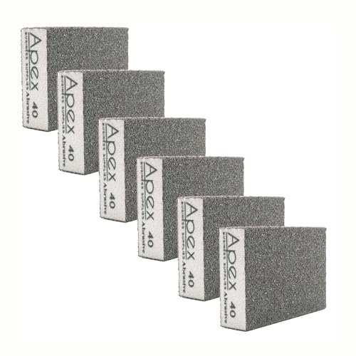 P40 Grit Sanding Block 6 Pcs | Cours Sanding Sponge | Wet And Dry With Grit 40 | Dual-use Abrasive Pads Washable And Reusable & Rust Removal Sanding Block For Wood, Paint Walls and Metal (P40)