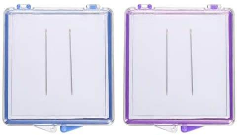 PATIKIL Magnetische Nadel Aufbewahrung Etui Näh Stecknadel Halter Blau/Lila | 1 Set, Nadel Organizer Box Behälter, Plastik, Tragbar, Für Sticken Stricken Nähen