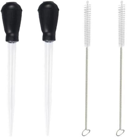 2 Large Drippers, 2 Cleaning Brushes, Turkey Dripper, Kitchen Chicken Dripper, Aquarium Syringe, Rubber Long Tip Dripper, Kitchen Syringe
