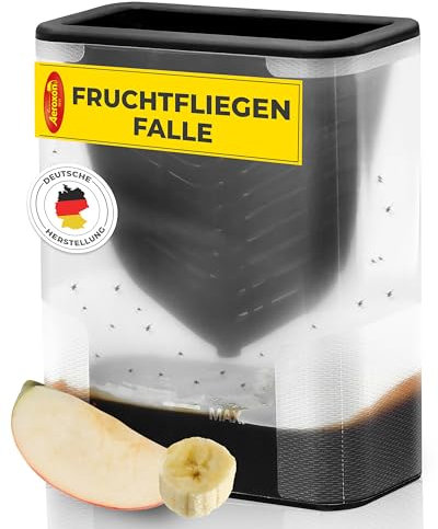 Aeroxon Fruchtfliegenfalle – Wiederverwendbare Lebendfalle für Küche, Effiziente Lösung gegen Fruchtfliegen und Obstfliegen