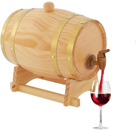 HOARLICN 3 liter träfat, vinfat med stativ och kran, ek, träfat för whisky och vin, ek-fat, vinfat, shotfat, oval 16 x 23,5 cm för lägenheter, hotell, företag