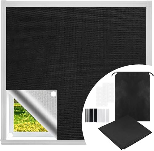 Juegos de tela opaca, 200 x 150 cm, estor opaco sin necesidad de taladrar, portátil, tela oscurecida para ventanas de techo, cortinas de protección solar con capa aislante térmico