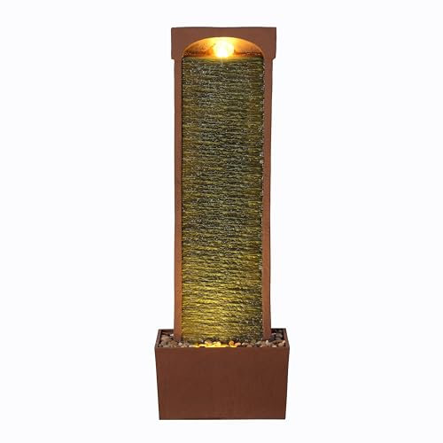 Teamson Home Fontana Curva Moderna LED Ardesia Rossa Per Casa e Giardino