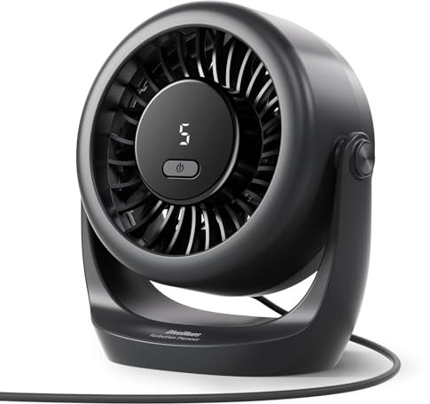 Diveblues TurboBreeze Portable Turbo Desk Fan 5’’, USB Fan Silent Powerful Wind Up To 6m/s, LED Display, 5 Wind Gear, 360° Adjustable Tilt, Mini Desktop Fan for Office, Home, Bedroom, kitchen