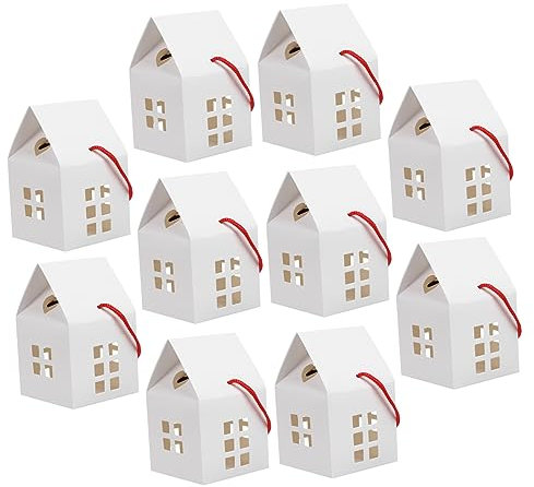 GARVALON Handliche Papierschachteln in Hausform 10 Stück Weiße Geschenkboxen Für Süßigkeiten Langlebig Leicht Dekorative Kinder Verpackung Geschenkverpackungszubehör Für Party Und Geburtstag