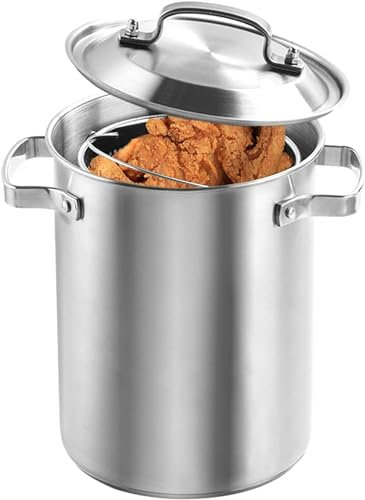 QTYQWC 304 Olla de espárragos de Acero Inoxidable con Canasta frita, Sopa de freidio Profundo Sopa Tempura Freidora Herramientas de cocción de Pollo con Pollo