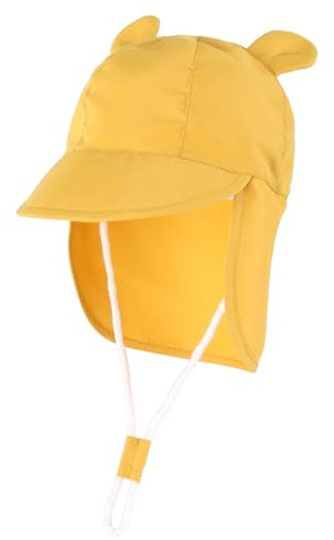 MUNSKT Sombrero Ancho de Playa de Verano, Sombrero del Sol del Bebé para Niñas y Niños, Gorra Ajustable con Protección del Cuello Durante 6-12 Meses. (FR/ES, Números, 48, Estándar, Amarillo)