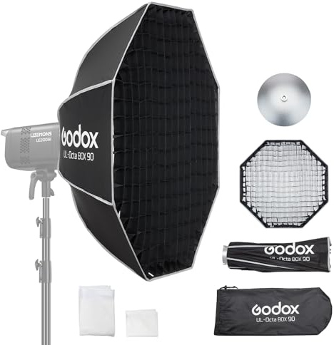 Godox 35'' Octagon Softbox, Octagonal Softbox 90cm Bowens Mount Easy to Set Up Octabox with Grid Light Diffusers Carry Case for Bowens Mount Lights for SMALLRIG for Neewer for Aputure for Godox