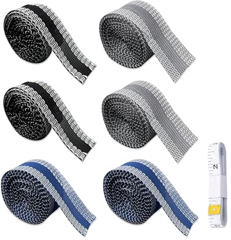 JNYUTEEN Bande Thermocollante Ourlet, 6 Rouleaux de 5 m x 2,5 cm Ruban Thermocollant avec Règle, 3 Couleur Ruban Thermocollant Adhésif pour Rideau Pantalon Robe Jean