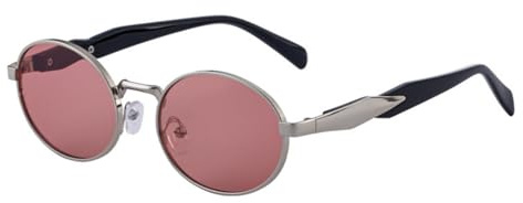 MUTYNE Oval Sunglasses For Women Men, Metal Frame Design, Double Beam Retro Driving Sun Protection Uv400(C4)