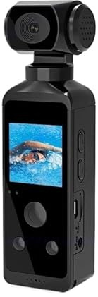 Caméscope De Poche 4K 1080P HD, Écran LCD 1.3 Pouces, Mini Caméra De Sport WiFi Rotative À 270 ° avec Boîtier Étanche, Caméras De Mouvement Facile à Utiliser(with 64G Card)
