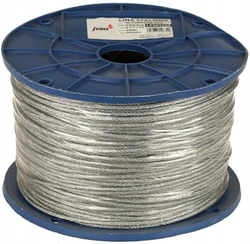 FEINZ Stahlseil PVC 3 mm 250 m | PVC-ummantelt, verzinkter Draht, DIN 3052, korrosionsbeständig, hohe Reißfestigkeit, für Bau, Garten und Industrie