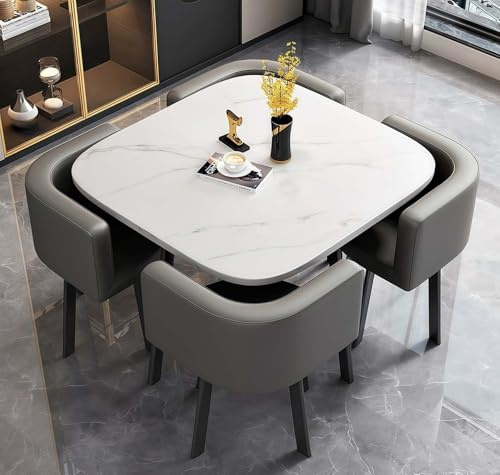 AMZSEW Esstisch Tisch mit 4 stühlen Set,esstisch Rundem klein Küchentisch esszimmertisch 90 cm, für 4-6 Personen, für Esszimmer, Küche, Wohnzimmer, modern Küchenstühle