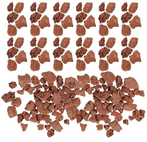 POPETPOP Volcanic Red Rock Mini Garden Stones 3-6mm 60g Bag Natural Decorative Rocks for Aquarium Diorama Sand Table Micro Landscape Fish Tank Décor