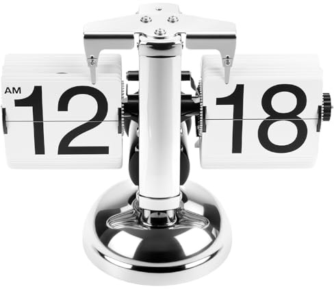 QWORK® Reloj de Mesa Retro Flip, Reloj mecánico de números desplegables con Mecanismo de Cuarzo, para Sala de Estar, Oficina y despacho