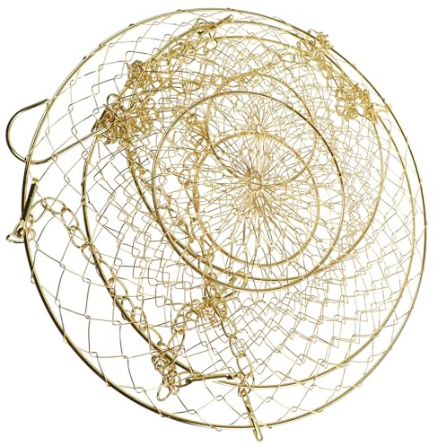 VOSAREA Hanging Basket for Kitchen Storage and Living Room Organisation with Breathable Wire Design 3-tier Sturdy Iron Wire Electroplated Golden Basket for Fruit and Vegetables