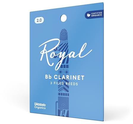 D'Addario Royal Organic Bb Klarinettenblätter Stärke 2.0, 3er-Pack | Royal Organic Bb Klarinettenblätter bieten eine starke Rückenstruktur, französischen Schnitt und gleichmäßige Ansprache.