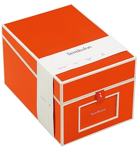 Semikolon 352559 Boîte à CD et photos - 17,7 x 15,7 x 25,6 cm - pour photos 10 x 15 cm - Couverture orange orange
