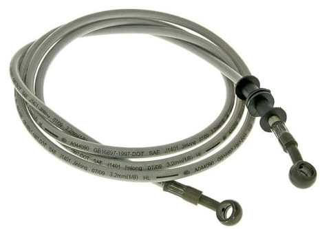 Scheibenbremsleitung Stahlflex hinten kompatibel mit Motowell Retrosa 50 | 207 cm Länge für Scheibenbremse hinten, Stahlgeflecht-Ummantelung, ohne ABE, 125cc, 150ccm; kompatibel mit Motorro Storm 125.