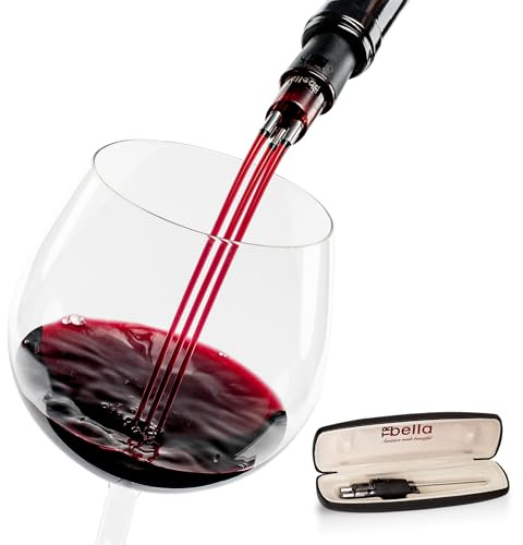 TRIBELLA Classic Wine Aerator, Multi-Stream Wine Aeration 3 Stainless Steel Spouts, Handmade Kitchen Essential, Easy Use, No-Drip Wine Pouring Accessory Gifts for Men in Easy-to-Carry Protective