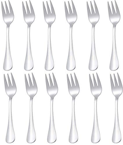 Qucher 12 Stück 14.5cm Kuchengabel,Dessertgabeln,Fruchtgabel,Edelstahl Set