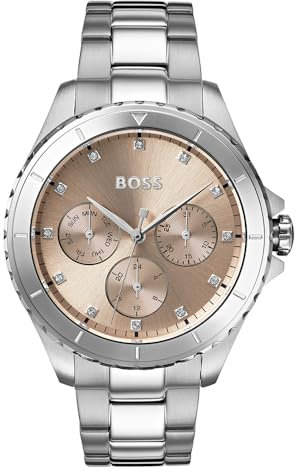 BOSS Analogue Multifunction Quartz Watch for Women PREMIERE Collection with Silver Stainless Steel Bracelet - 1502444