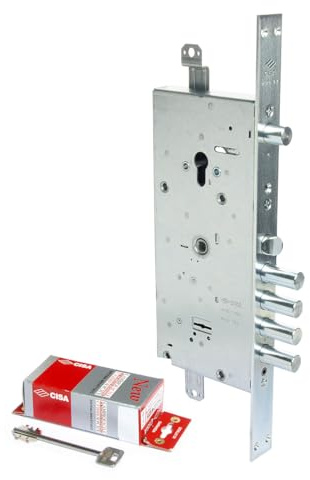 CISA 15796648A0000C5, Serratura da Infilare a Doppia Toppa per Porte Blindate, Versione con Serratura di Servizio, Entrata 64, Mano Ambidestra, 5 Chiavi