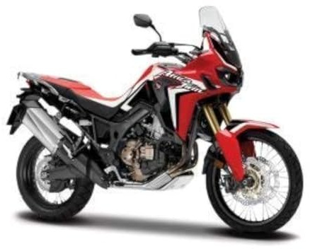 Maisto M34007-16910 motorcykel Honda afrikansk tvillingmotorcykel 1:18 skala formgjuten samlarobjekt, röd