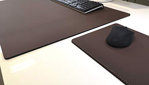 Schreibtischunterlage mit Mousepad Echt Leder Braun 90 x 50 Echt Nappaleder glatt