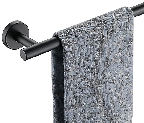 JQK Black Towel Bar, 27 Inch 304 Stainless Steel Thicken 0.8mm Towel Rack Bathroom, Towel Holder Matte Black Wall Mount, Useable Length 24 Inch, TB110L24-PB