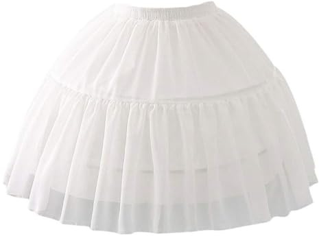 only y Jupon Vintage Petticoat Mariee Mariage - Jupon Crinoline sous Robe Femme Fille Court Style - 2 Cerceau 2 Couches (Blanc)