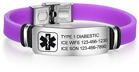 Personalizzata Avviso medico Braccialetto per Donne,Silicone Gruppo musicale Emergenza Avviso medico Uomini Braccialetti,ID ufficiale polsino con Avviso medico Badge,su misura inciso Testo