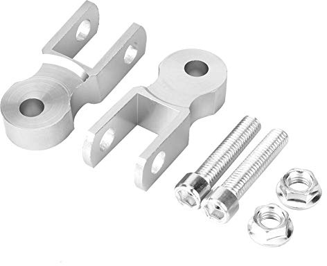 Motorrad Stoßdämpfer Riser hinten, 2 Stück Universal Aluminiumlegierung Motorrad Dämpfer Stoßdämpfer 5cm Erhöhung Pad Ersatz für Chassis (Silber) (mit Schraube)
