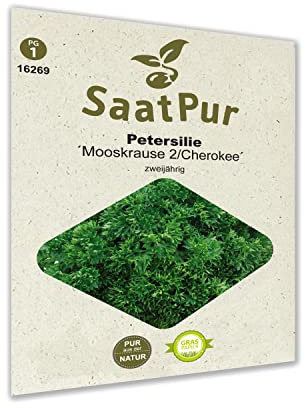 SaatPur Petersilie Cherokee Samen, Saatgut für ca. 300 Pflanzen krause Petersilie Mooskrause