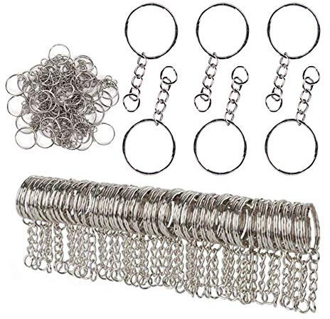 100 Stück Metall-Schlüsselanhänger Rohlinge 25 mm Silber Schlüsselanhänger Ringe Kit für Zuhause Auto Schlüsselanhänger, Schlüsselbänder, Geschenke und andere Handwerksarbeiten Schmuckherstellung