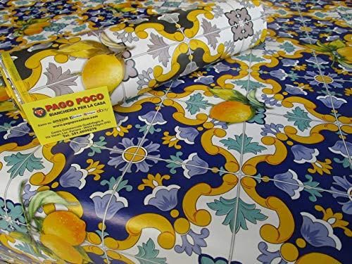 Tovaglia Rettangolare in Plastica 100% Impermeabile Disegno MAIOLICHE Misura:140x180... MADE IN ITALY Novita' 2023!!!!