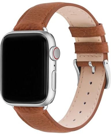 Fullmosa Kompatibel med Apple Watch Armband 40mm 42mm (Serie 10) 41mm 38mm Kvinnor Män, Äkta läder ersättningsarmband för iwatch SE Serie 10 9 8 7 6 5 4 3 2 1, Vintage klockarmband
