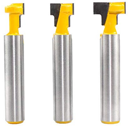 3 Pcs Shank T-Slot Cutter Router Bits,Milling Cutter Router Bit Set,Shank Keyhole Bit Set,8mm Shank Carbide T-Track Slotting Woodworking Tool,T Type Shank Cutter,for Wood Grooving,Trimming,Boring
