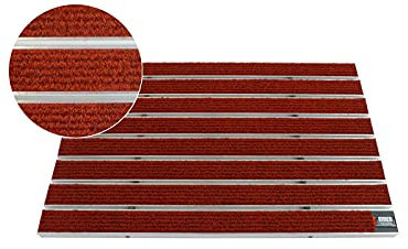 Emco Eingangsmatte Diplomat Large Rips rot 22mm Fußmatte Schmutzfangmatte Fußabtreter Antirutschmatte, Größe:740 x 490 mm