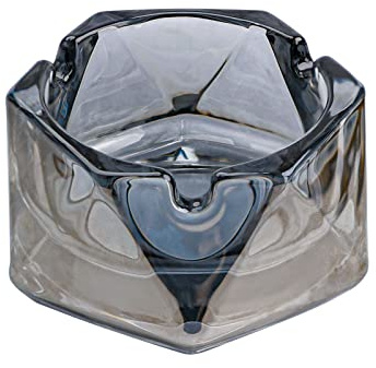Glass Ashtray for Cigarettes, Tabletop Ashtray and Modern Decoration for Home Office Bar Restaurant Indoor Outdoor (Grey Small Size)