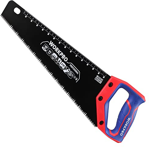 WORKPRO 16-Inch Universal Handsaw with Non-Slip Comfortable Handle, Anti-Rust Wood Saw With Chip Removal Design, Heavy-Duty for Cutting Wood, Laminate, PVC