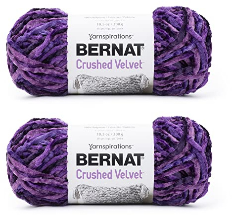Bernat Crushed Velvet Potent Purple Yarn - 2 Pack of 300g/10.5oz - Polyester - 5 Bulky - 315 Yards - Knitting/Crochet